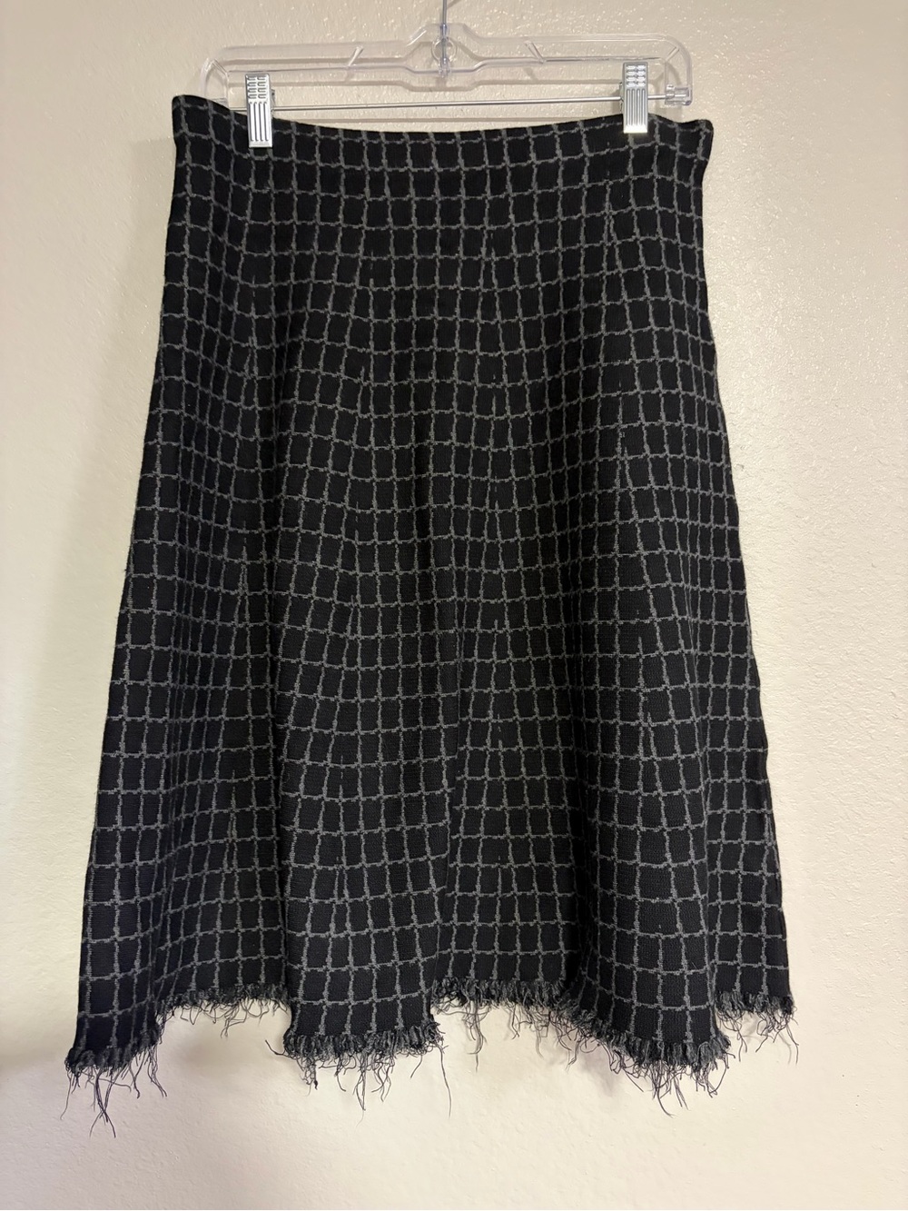 Milano Black A-Line Skirt with Gray Grid